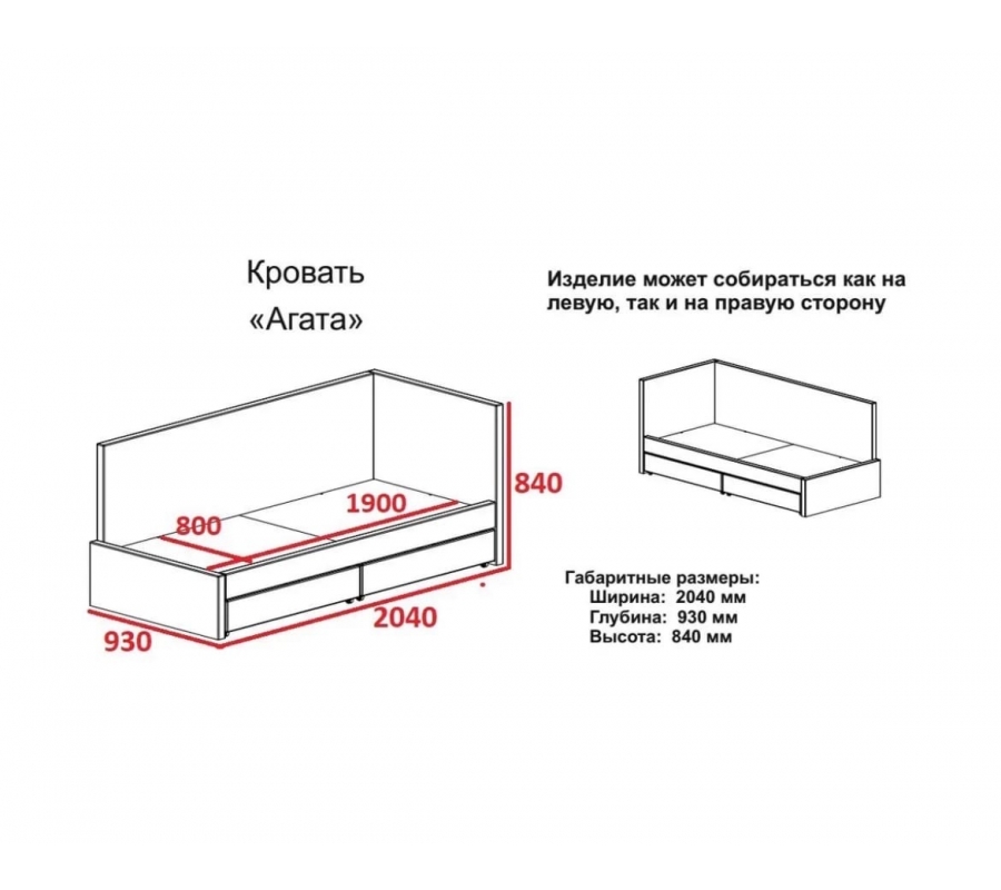 Кровать Агата Розовая