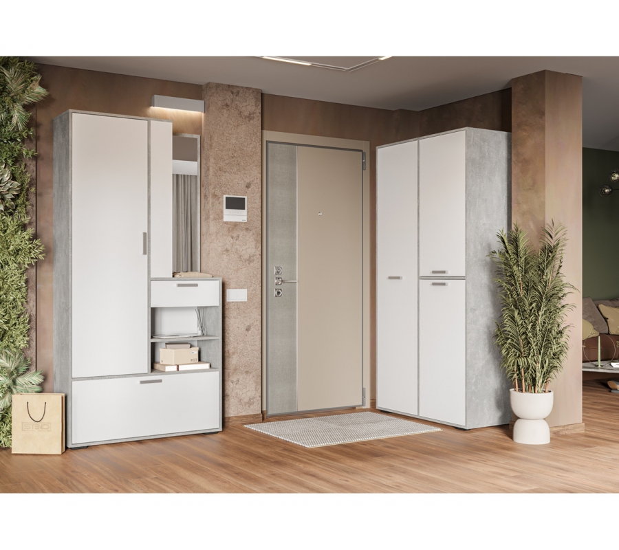 Денвер Шкаф ШК 01 Белый/Ателье светлое