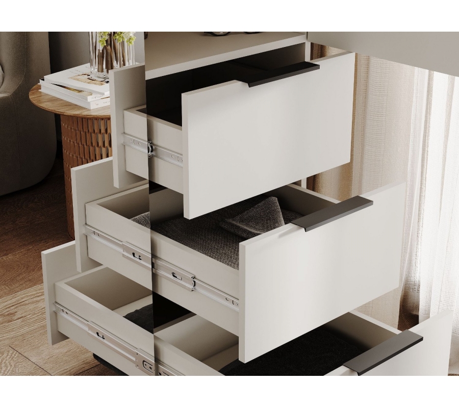 ВЕНТУРО Шкаф ШК-003 4-ств, с ящиками зеркало Кашемир